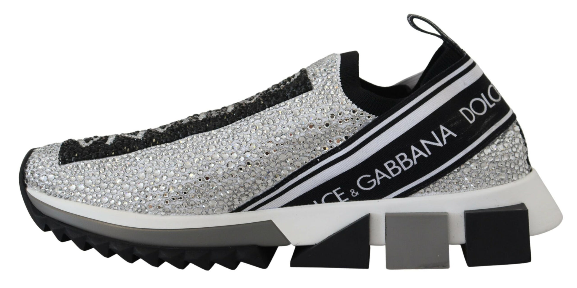 Silver Rhinestones Sorrento Sneakers Shoes-Dolce & Gabbana-LabelTerrace.com