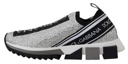 Silver Rhinestones Sorrento Sneakers Shoes-Dolce & Gabbana-LabelTerrace.com
