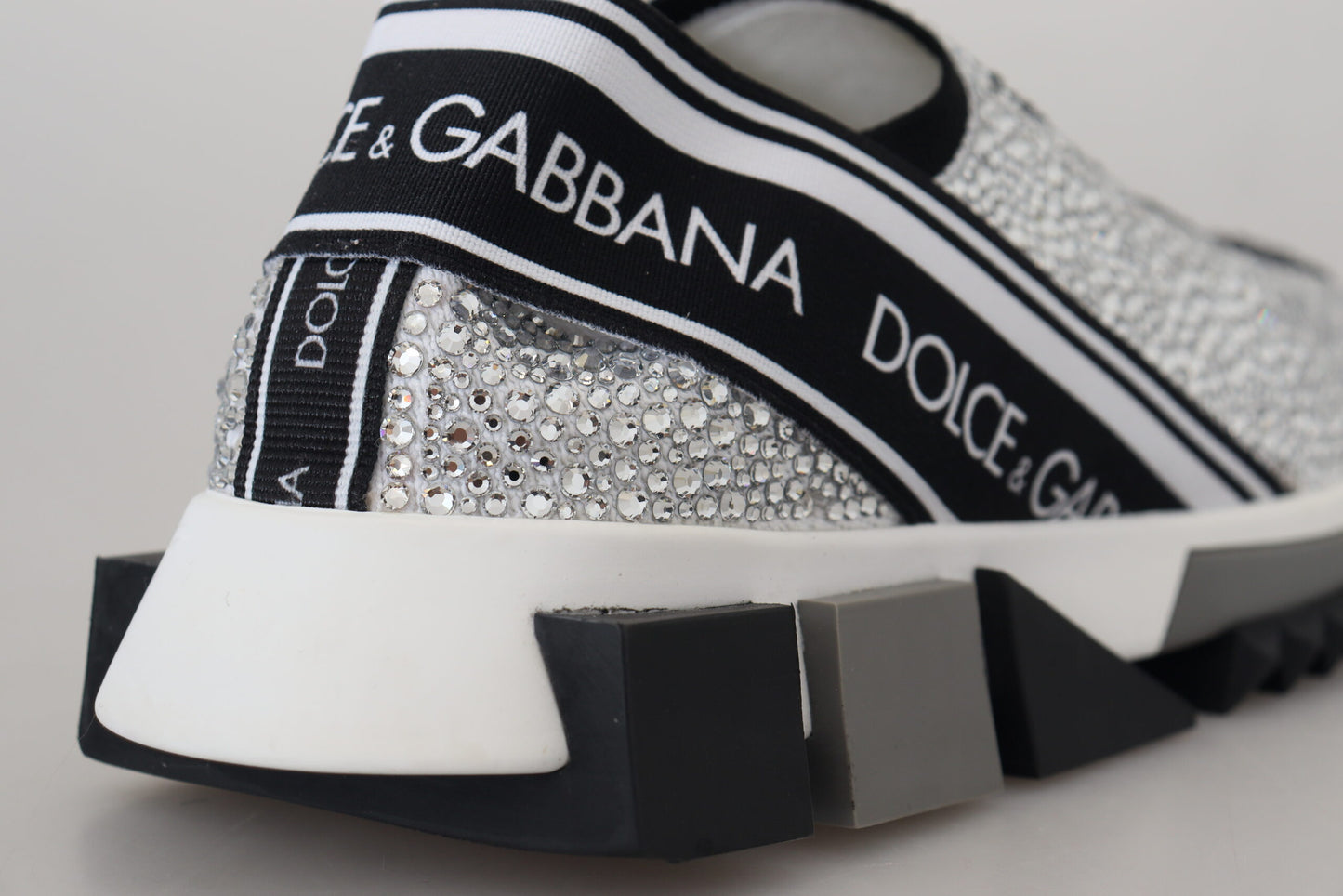 Silver Rhinestones Sorrento Sneakers Shoes-Dolce & Gabbana-LabelTerrace.com