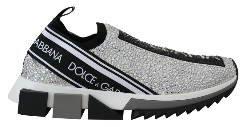 Silver Rhinestones Sorrento Sneakers Shoes-Dolce & Gabbana-LabelTerrace.com
