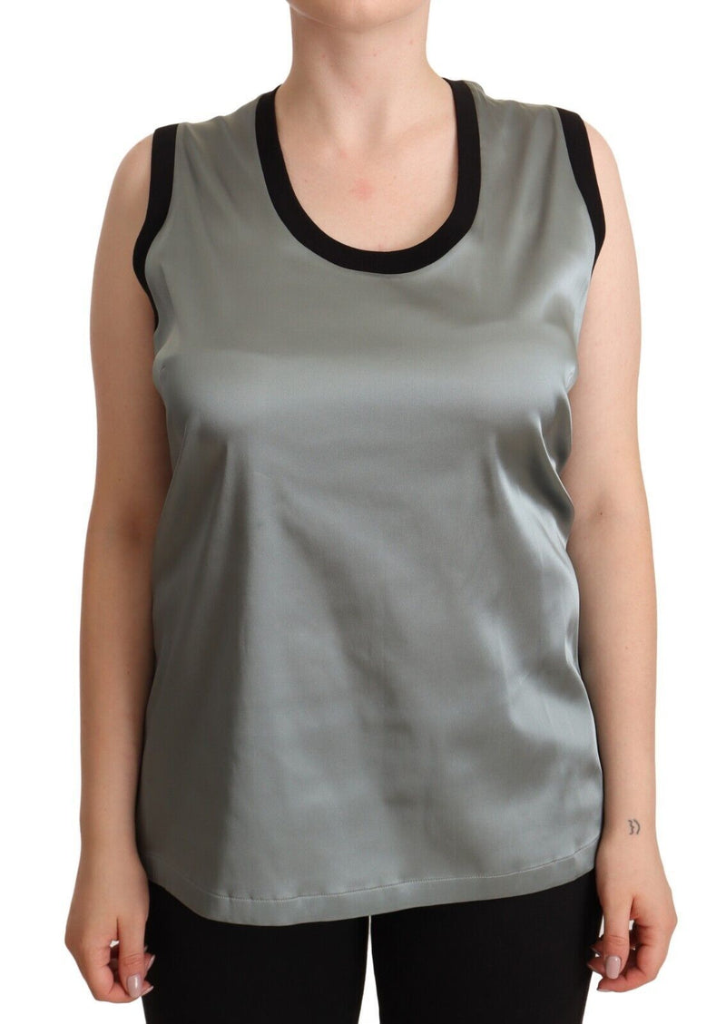 Silver Round Neck Sleeveless Casual Tank Top-Dolce & Gabbana-LabelTerrace.com