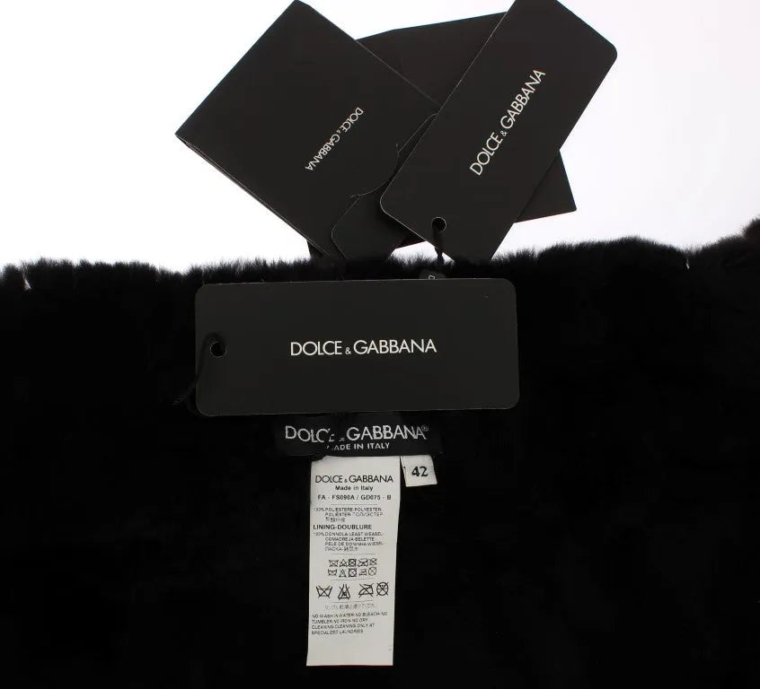 Silver Sequined Floral Weasel Fur Shoulder Scarf Wrap-Dolce & Gabbana-LabelTerrace.com