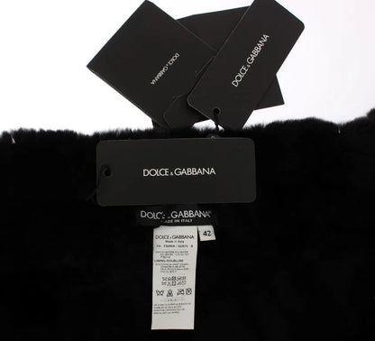 Silver Sequined Floral Weasel Fur Shoulder Scarf Wrap-Dolce & Gabbana-LabelTerrace.com