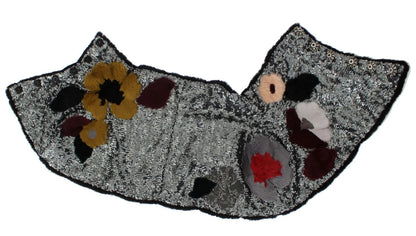 Silver Sequined Floral Weasel Fur Shoulder Scarf Wrap-Dolce & Gabbana-LabelTerrace.com