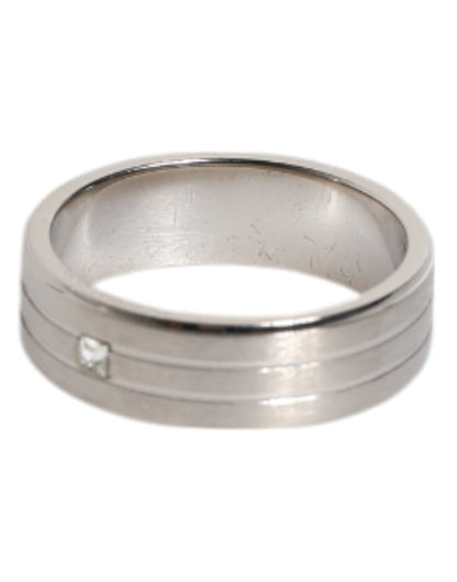 Silver Tone Brass Clear Crystal DG Logo Ring-Dolce & Gabbana-LabelTerrace.com