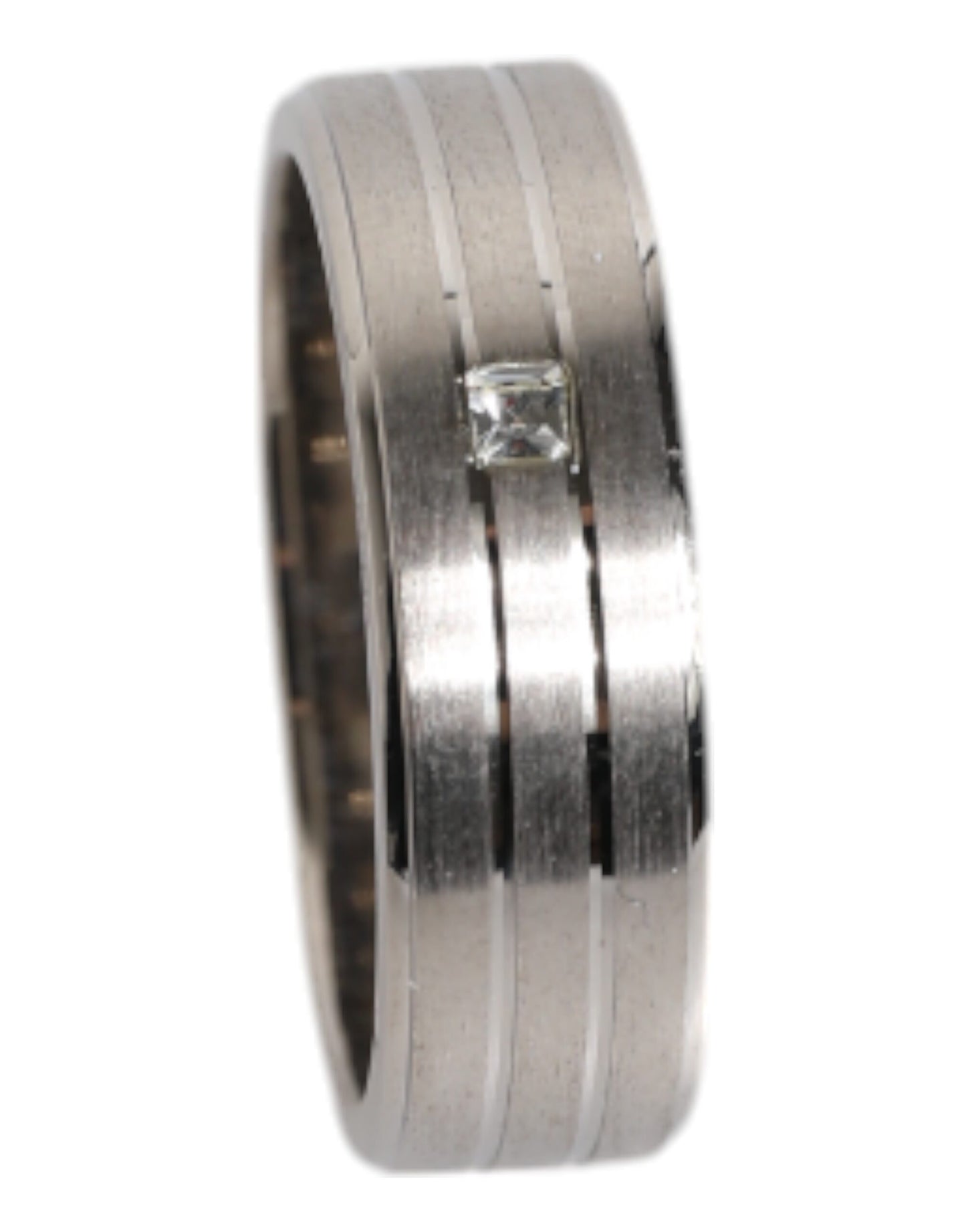 Silver Tone Brass Clear Crystal DG Logo Ring-Dolce & Gabbana-LabelTerrace.com