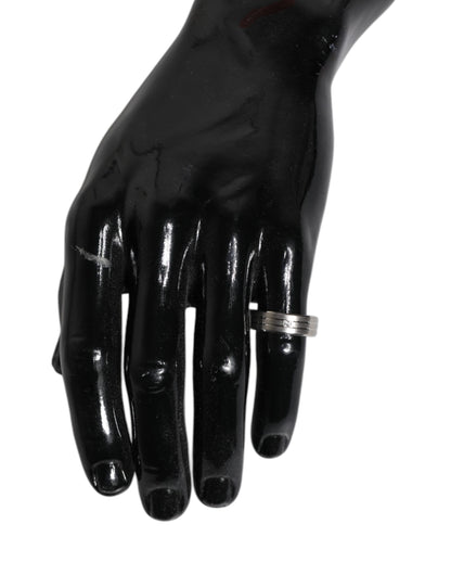 Silver Tone Brass Clear Crystal DG Logo Ring-Dolce & Gabbana-LabelTerrace.com