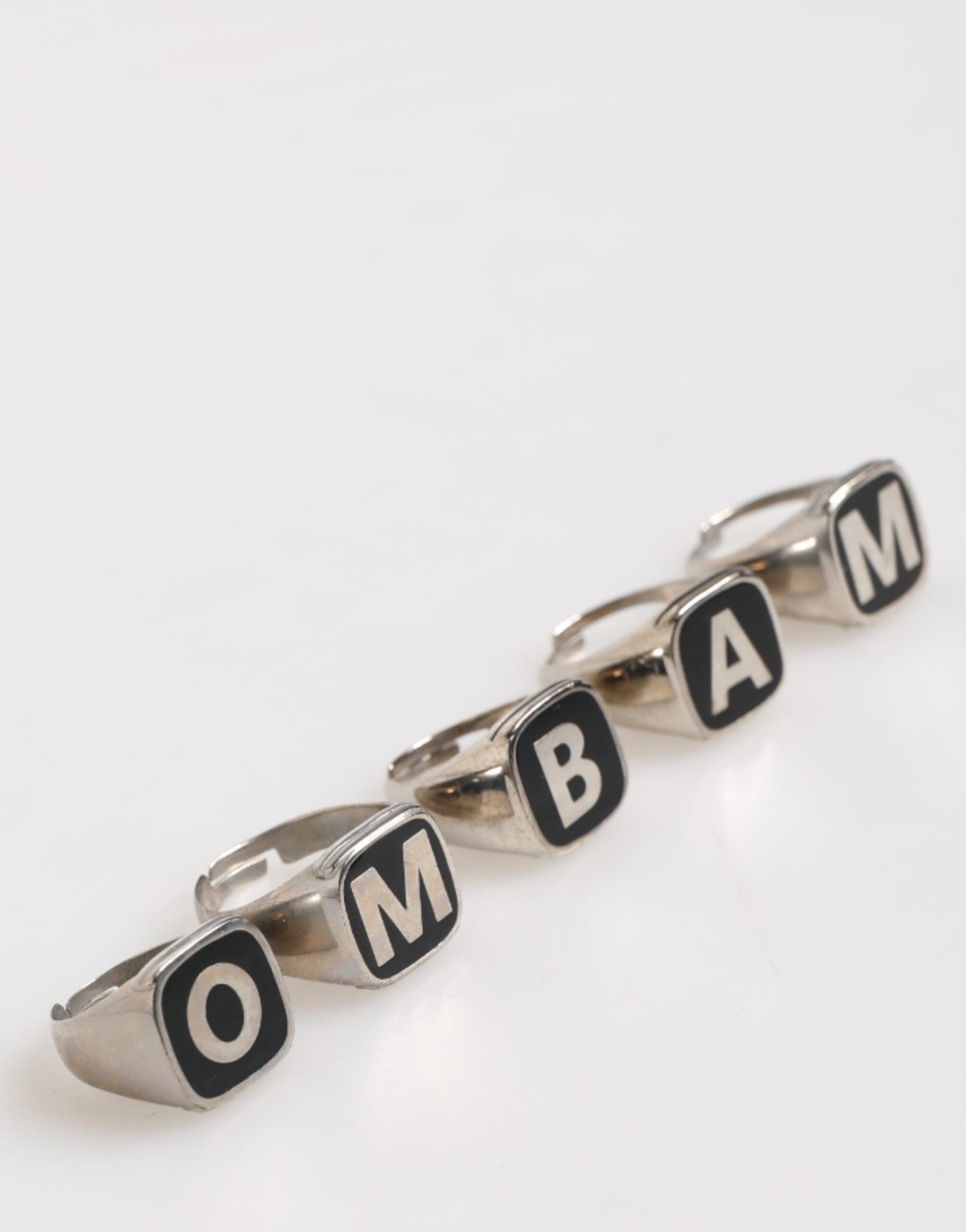 Silver Tone Brass Lettering Set 5 Pieces Adjustable Ring-Dolce & Gabbana-LabelTerrace.com