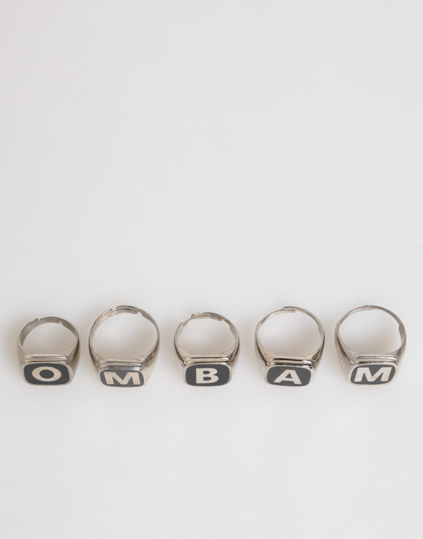 Silver Tone Brass Lettering Set 5 Pieces Adjustable Ring-Dolce & Gabbana-LabelTerrace.com