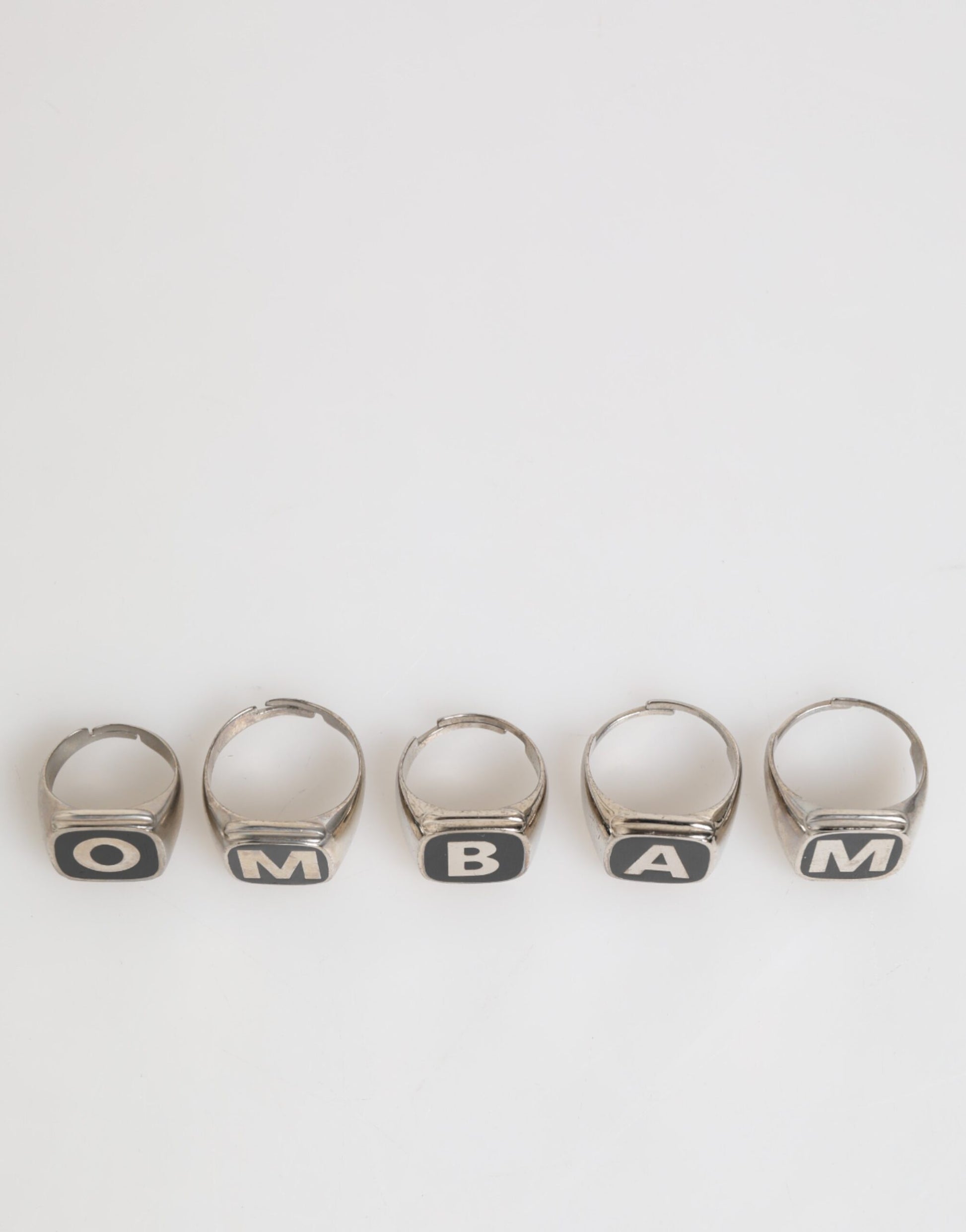 Silver Tone Brass Lettering Set 5 Pieces Adjustable Ring-Dolce & Gabbana-LabelTerrace.com