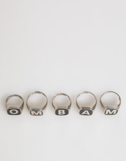 Silver Tone Brass Lettering Set 5 Pieces Adjustable Ring-Dolce & Gabbana-LabelTerrace.com