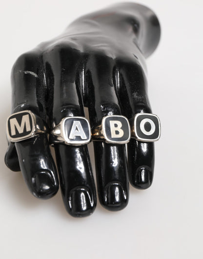 Silver Tone Brass Lettering Set 5 Pieces Adjustable Ring-Dolce & Gabbana-LabelTerrace.com