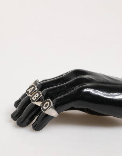 Silver Tone Brass Lettering Set 5 Pieces Adjustable Ring-Dolce & Gabbana-LabelTerrace.com