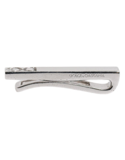 Silver Tone Brass Logo Branded Tie Clip Bar-Dolce & Gabbana-LabelTerrace.com