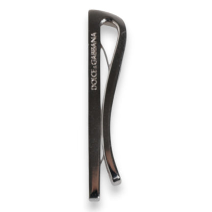 Silver Tone Brass Logo Branded Tie Clip Bar-Dolce & Gabbana-LabelTerrace.com