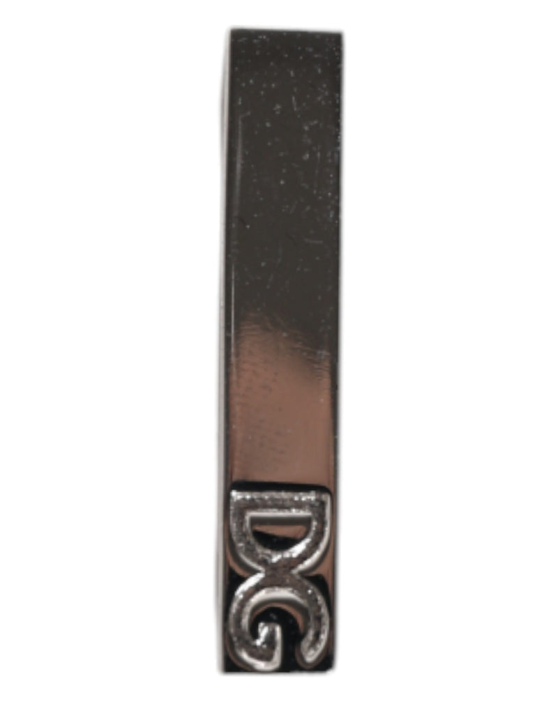 Silver Tone Brass Logo Branded Tie Clip Bar-Dolce & Gabbana-LabelTerrace.com