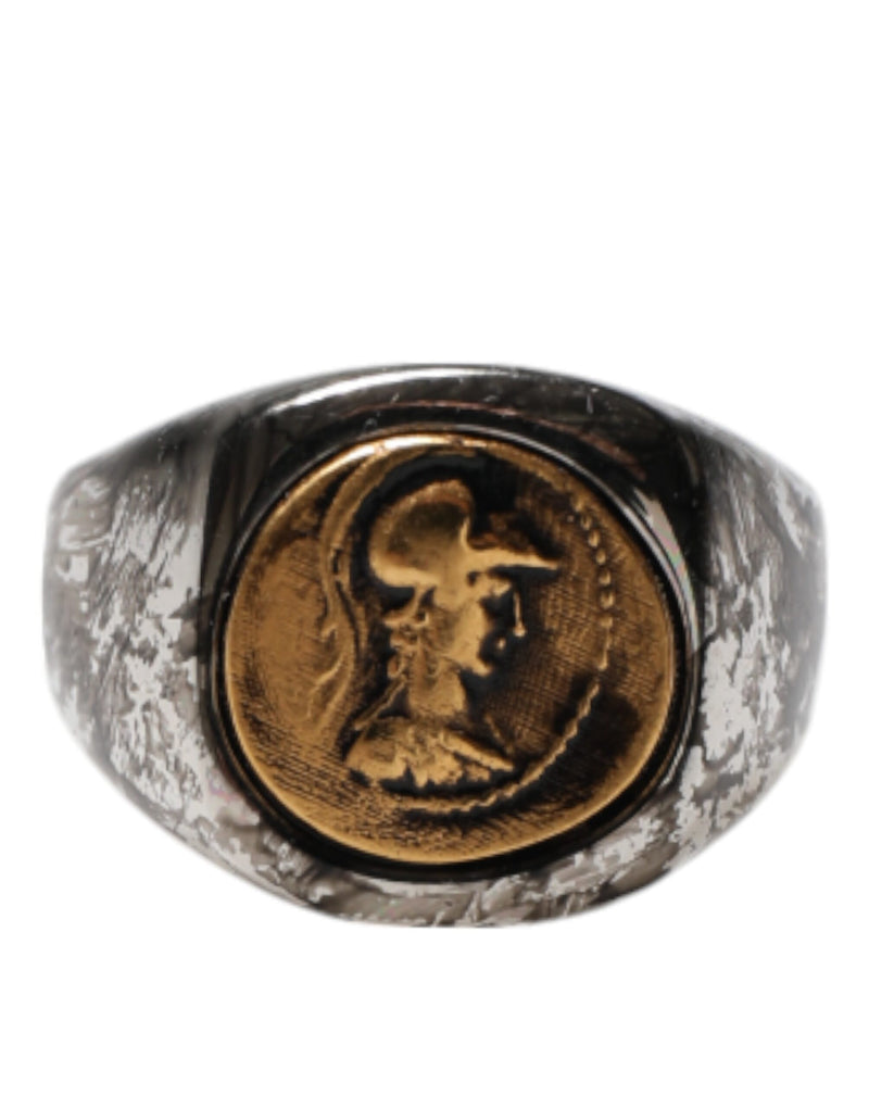 Silver Tone Engraved Two Color Real Brass Ring-Dolce & Gabbana-LabelTerrace.com