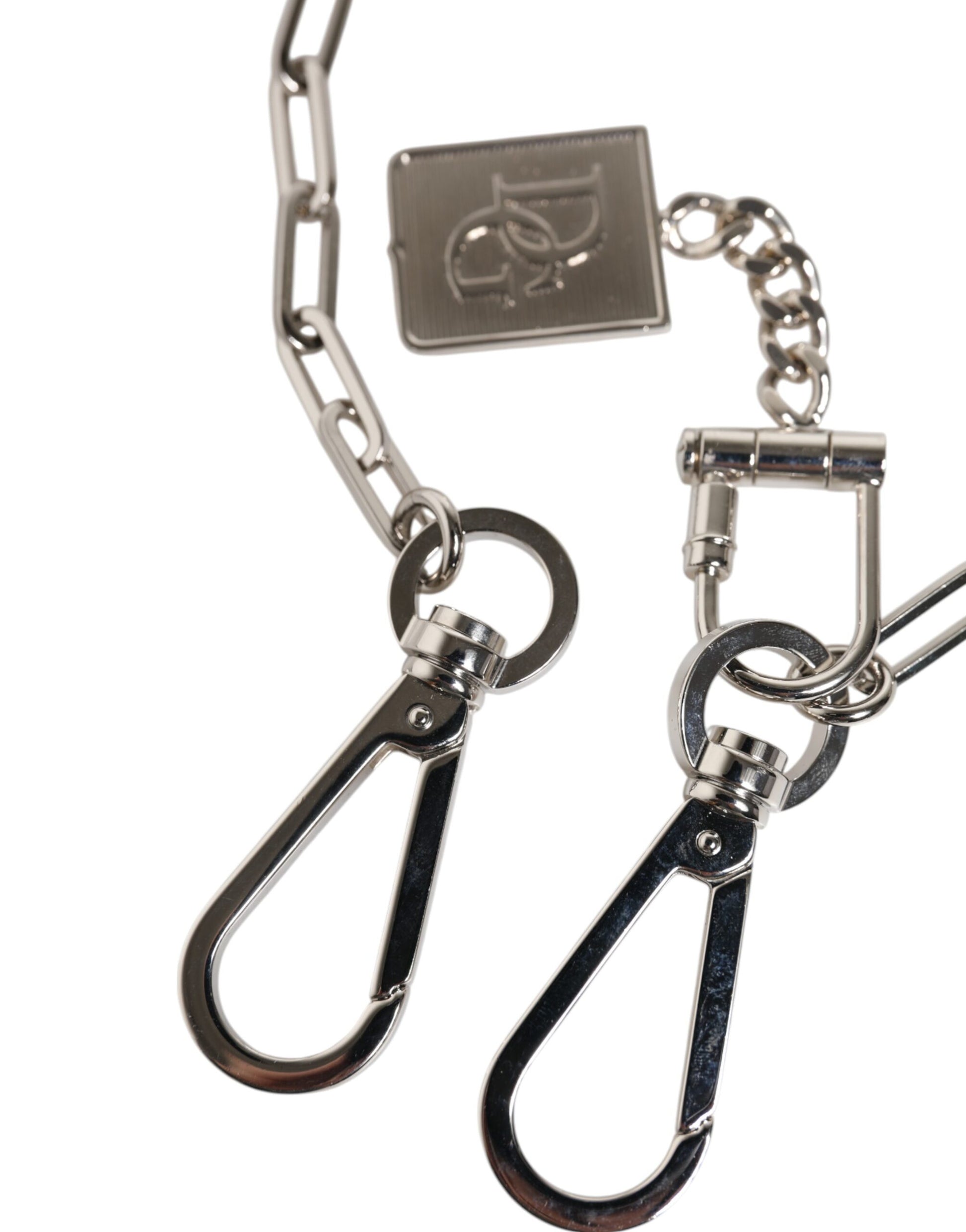 Silver Tone Metal Chain DG Charm Belt Keychain-Dolce & Gabbana-LabelTerrace.com