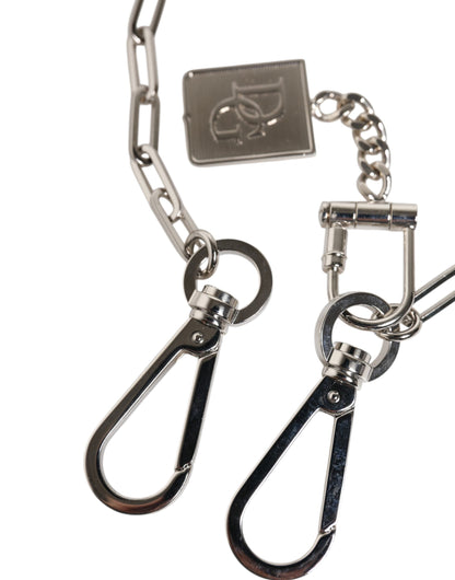 Silver Tone Metal Chain DG Charm Belt Keychain-Dolce & Gabbana-LabelTerrace.com