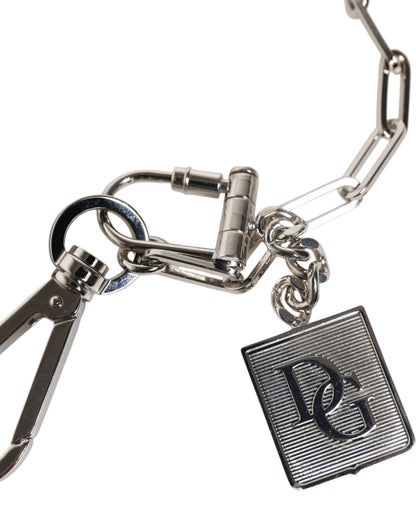 Silver Tone Metal Chain DG Charm Belt Keychain-Dolce & Gabbana-LabelTerrace.com