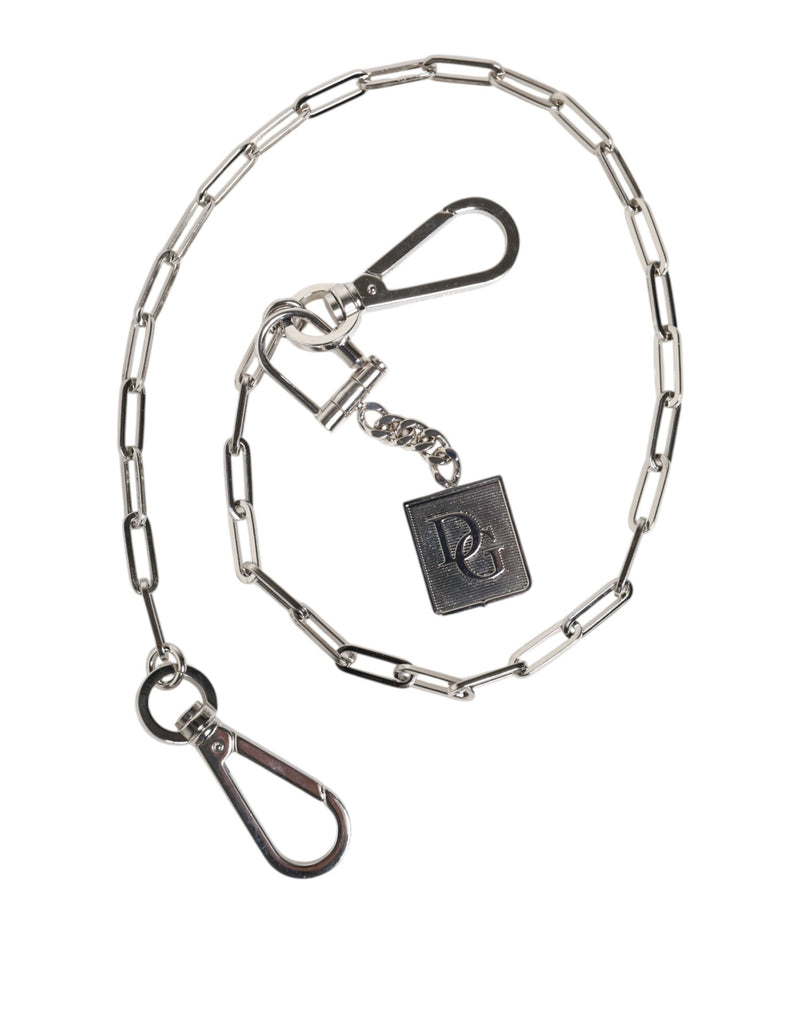 Silver Tone Metal Chain DG Charm Belt Keychain-Dolce & Gabbana-LabelTerrace.com