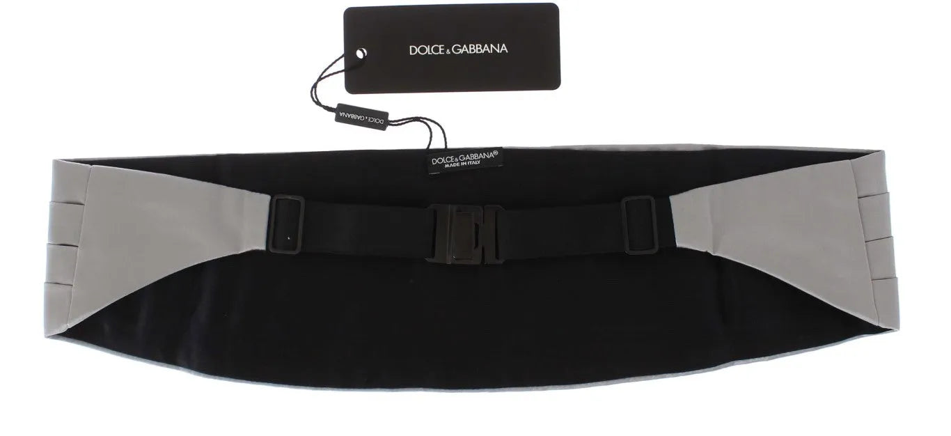 Silver Wide Belt Silk Cummerbund-Dolce & Gabbana-LabelTerrace.com