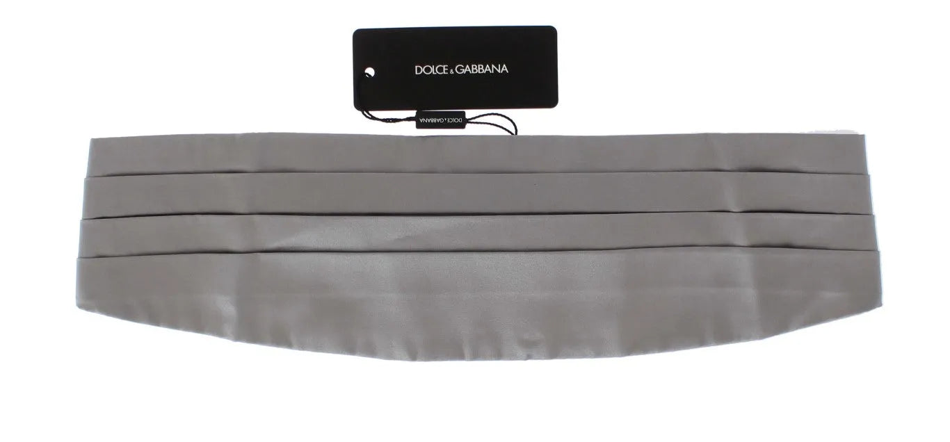 Silver Wide Belt Silk Cummerbund-Dolce & Gabbana-LabelTerrace.com