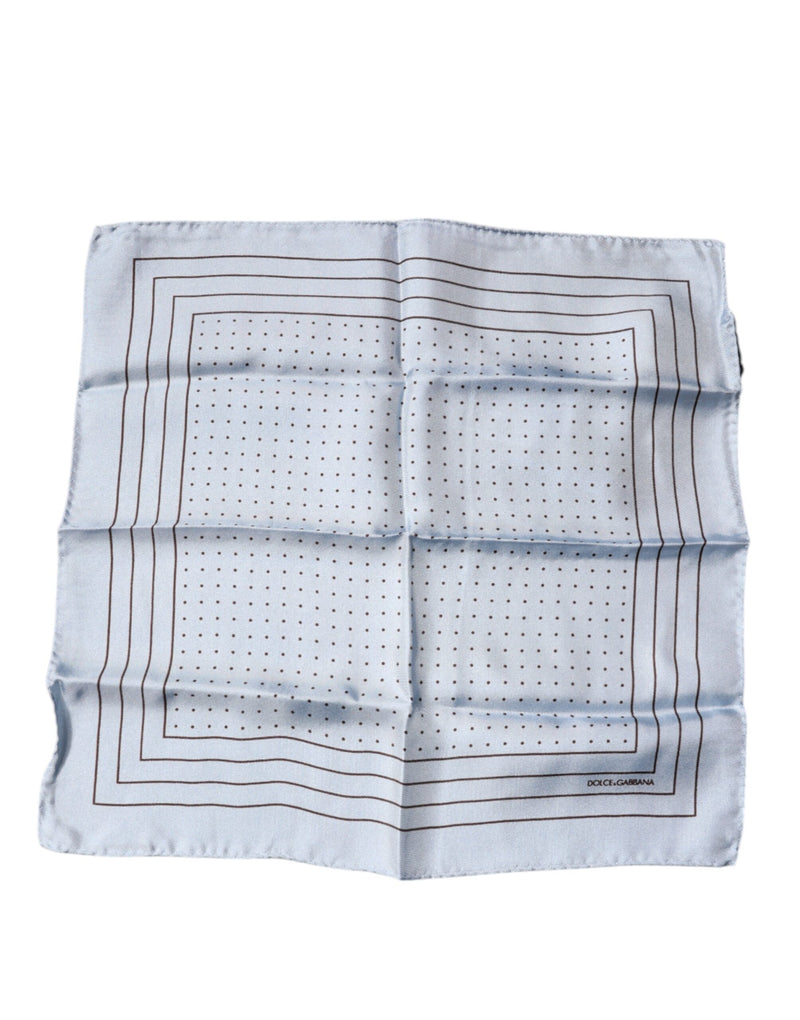 Sky Blue Polka Dots Square Handkerchief Scarf-Dolce & Gabbana-LabelTerrace.com