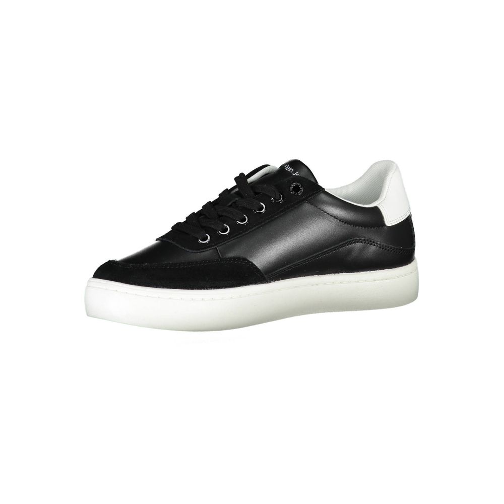 Sleek Black Lace-Up Sneakers With Contrast Details-Calvin Klein-LabelTerrace.com