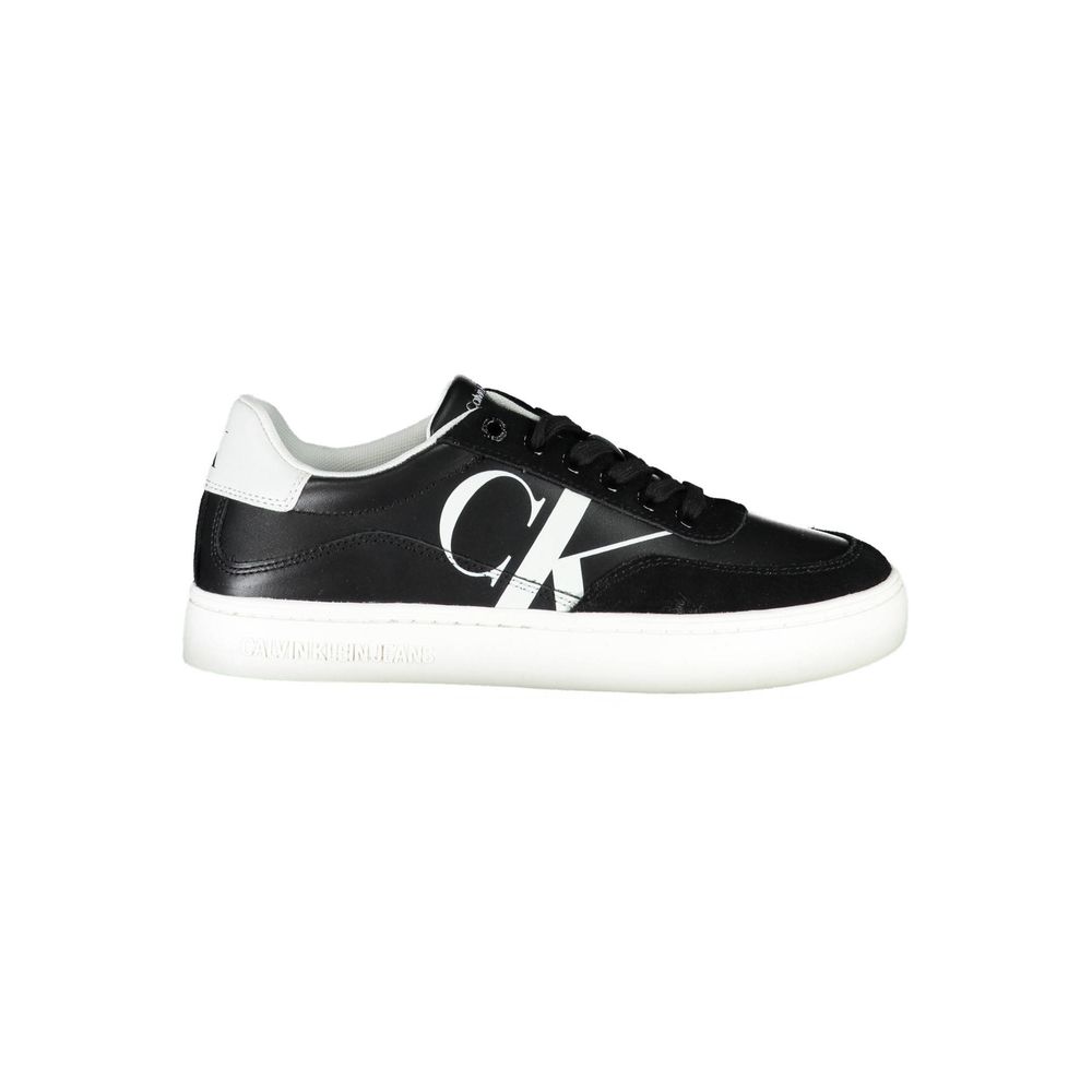 Sleek Black Lace-Up Sneakers With Contrast Details-Calvin Klein-LabelTerrace.com