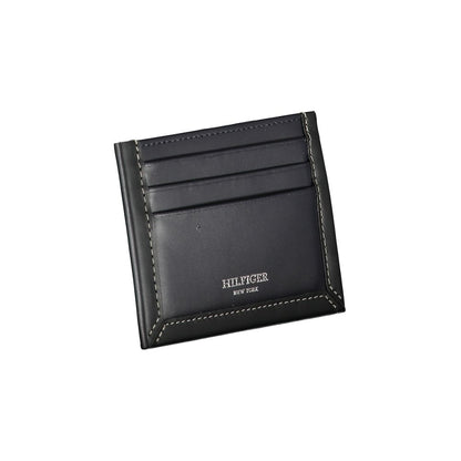 Sleek Blue Leather Card Holder with Contrast Detail-Tommy Hilfiger-LabelTerrace.com