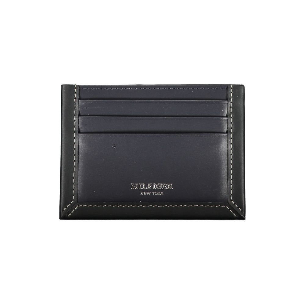Sleek Blue Leather Card Holder with Contrast Detail-Tommy Hilfiger-LabelTerrace.com