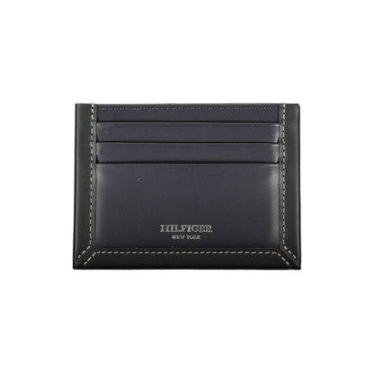 Sleek Blue Leather Card Holder with Contrast Detail-Tommy Hilfiger-LabelTerrace.com