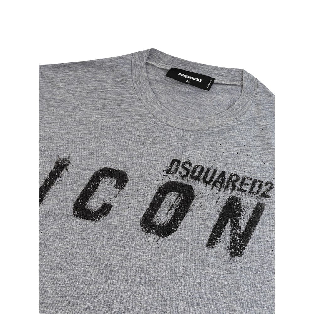 Sleek Gray Cotton Tee for Stylish Men-Dsquared²-LabelTerrace.com