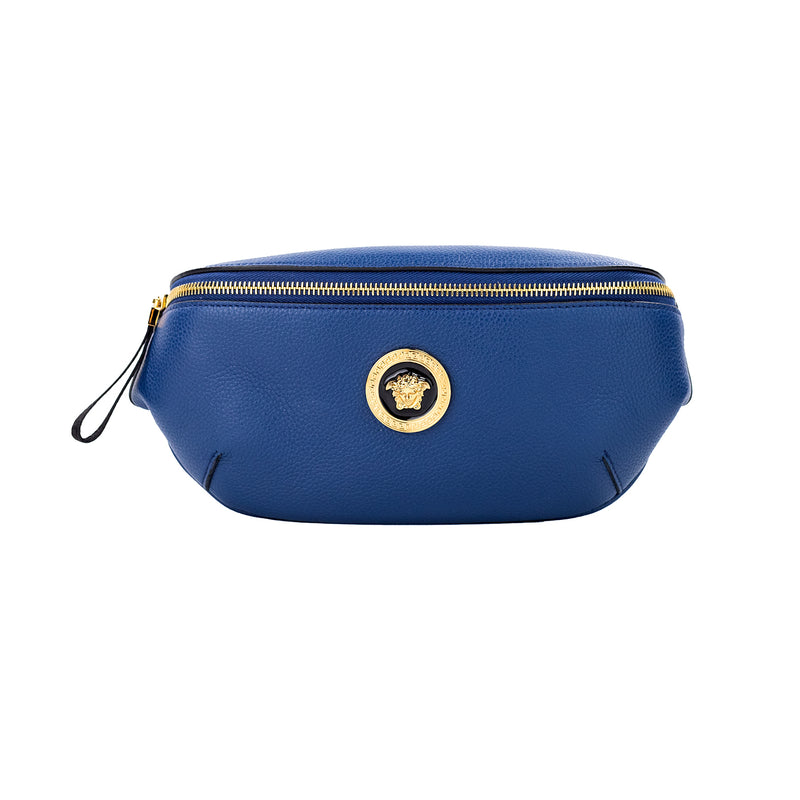 Small Navy Calf Leather Medusa Pendant Fanny Waist Pack Belt Bag-Versace-LabelTerrace.com