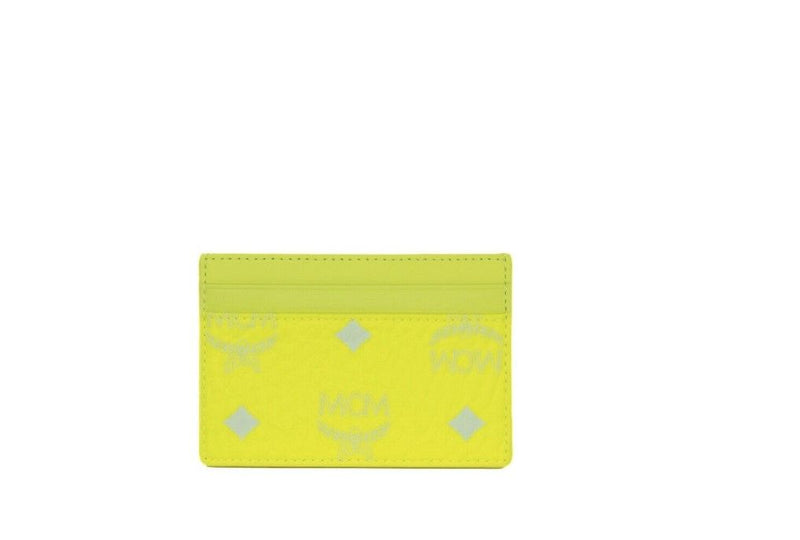 Spectrum Diamond Mini Neon Yellow Visetos Leather Card Case Holder Wallet-MCM-LabelTerrace.com