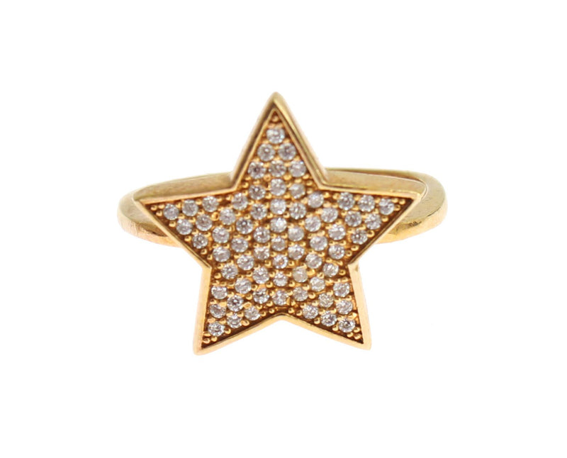 Star Gold 925 Silver Womens Clear Ring-Nialaya-LabelTerrace.com