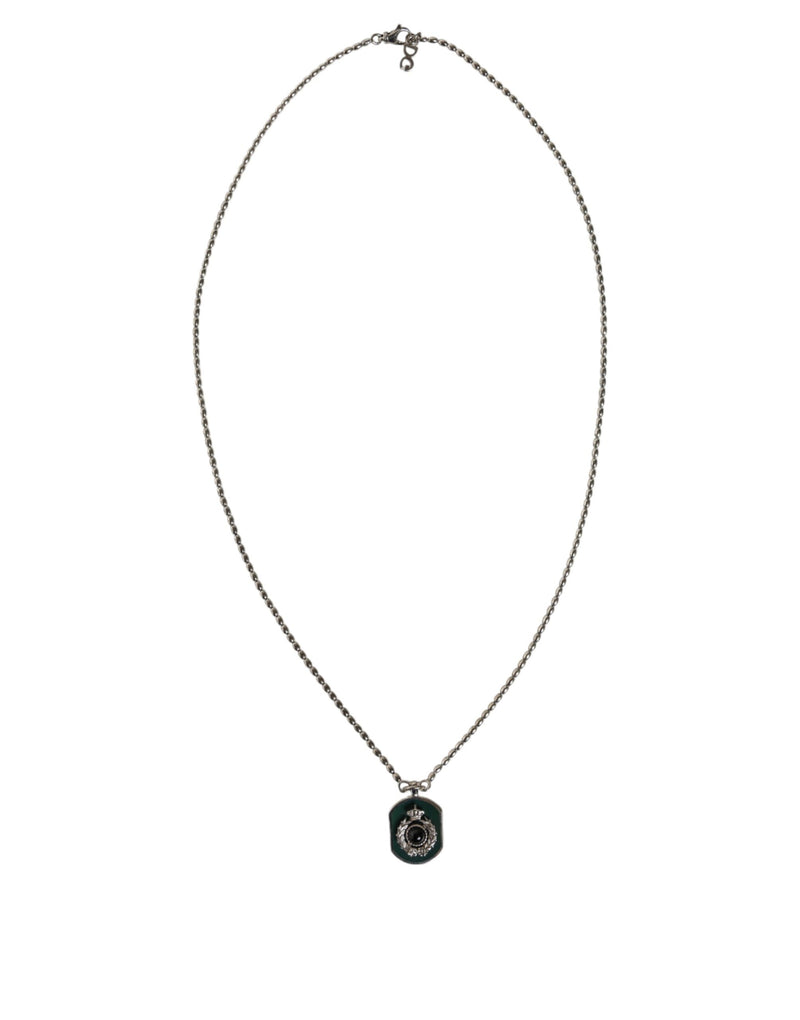 Sterling Silver 925 Chain Bar Gem Pendant Logo Necklace-Dolce & Gabbana-LabelTerrace.com