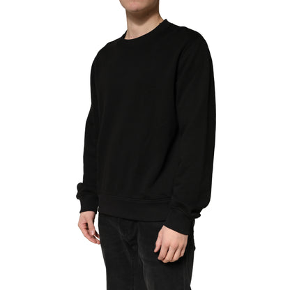Sweater Black Cotton Crewneck Sweatshirt
