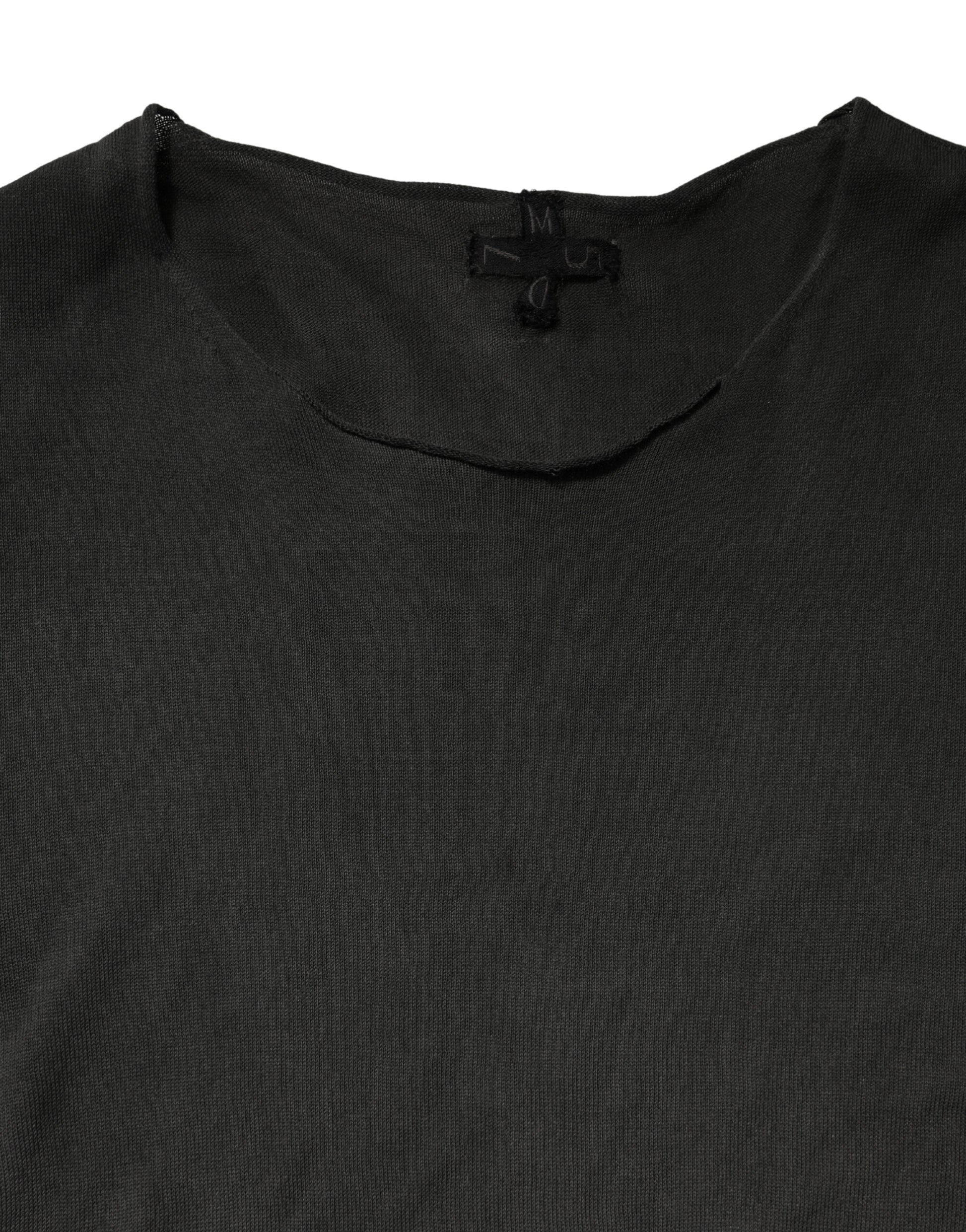 Sweater Black Cotton Crewneck Sweatshirt