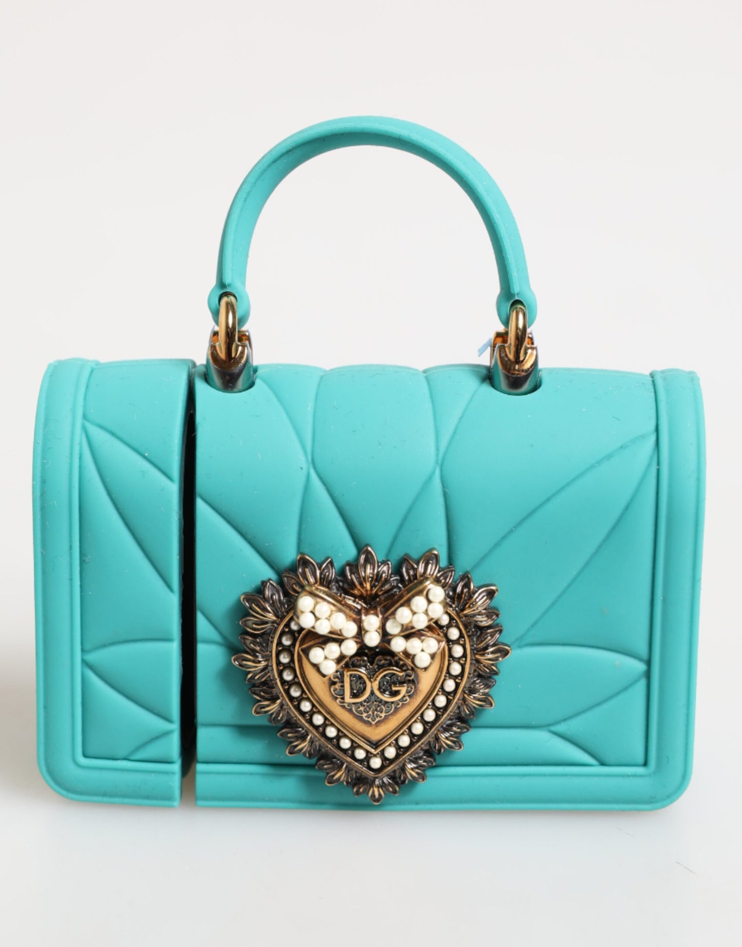 Turquoise Silicone Devotion Heart Cover Bag Airpods Case-Dolce & Gabbana-LabelTerrace.com