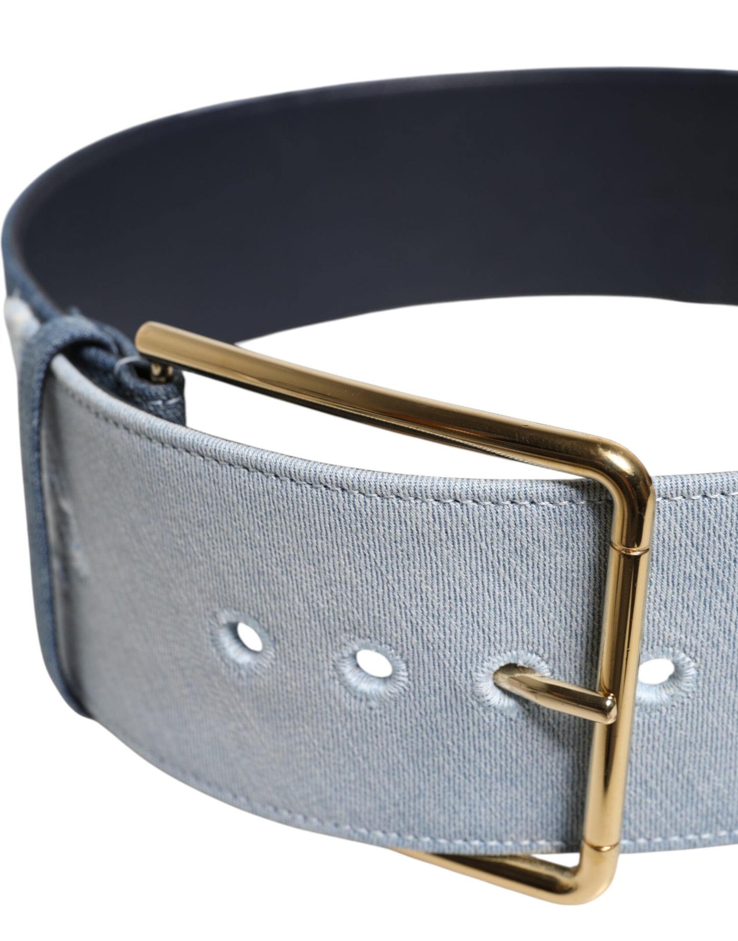 Two Tone Blue Denim Gold Metal Buckle Belt-Dolce & Gabbana-LabelTerrace.com
