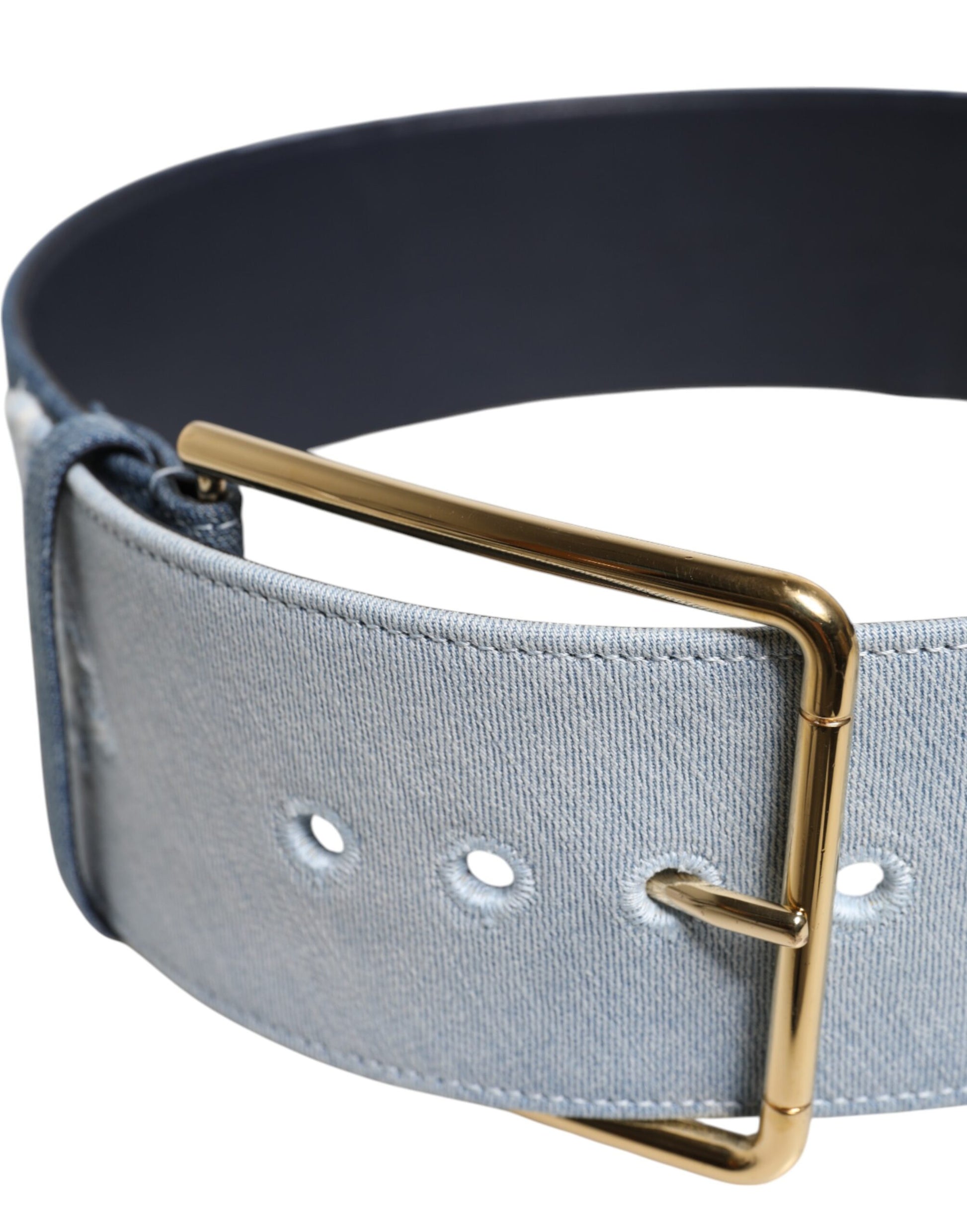 Two Tone Blue Denim Gold Metal Buckle Belt-Dolce & Gabbana-LabelTerrace.com