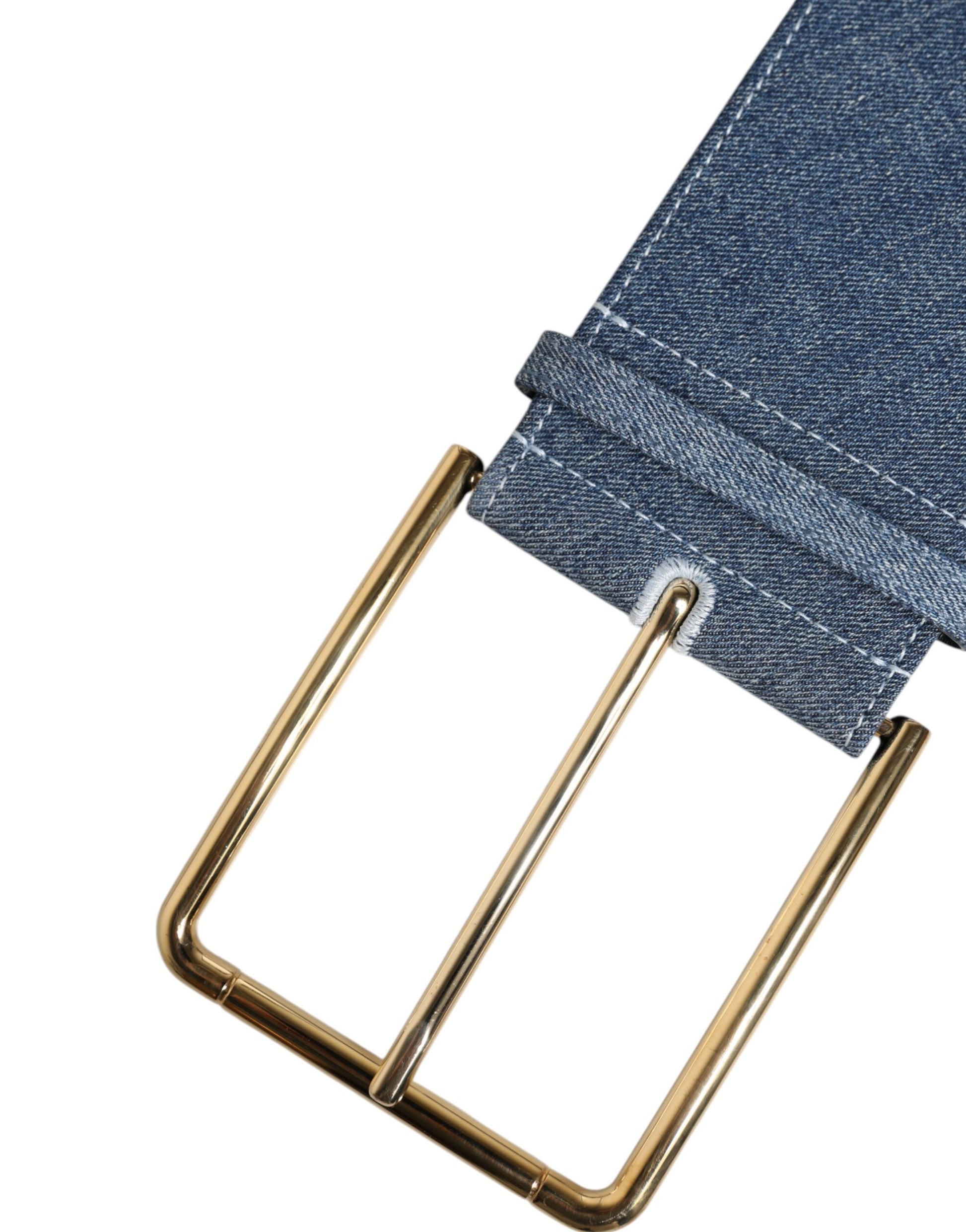 Two Tone Blue Denim Gold Metal Buckle Belt-Dolce & Gabbana-LabelTerrace.com