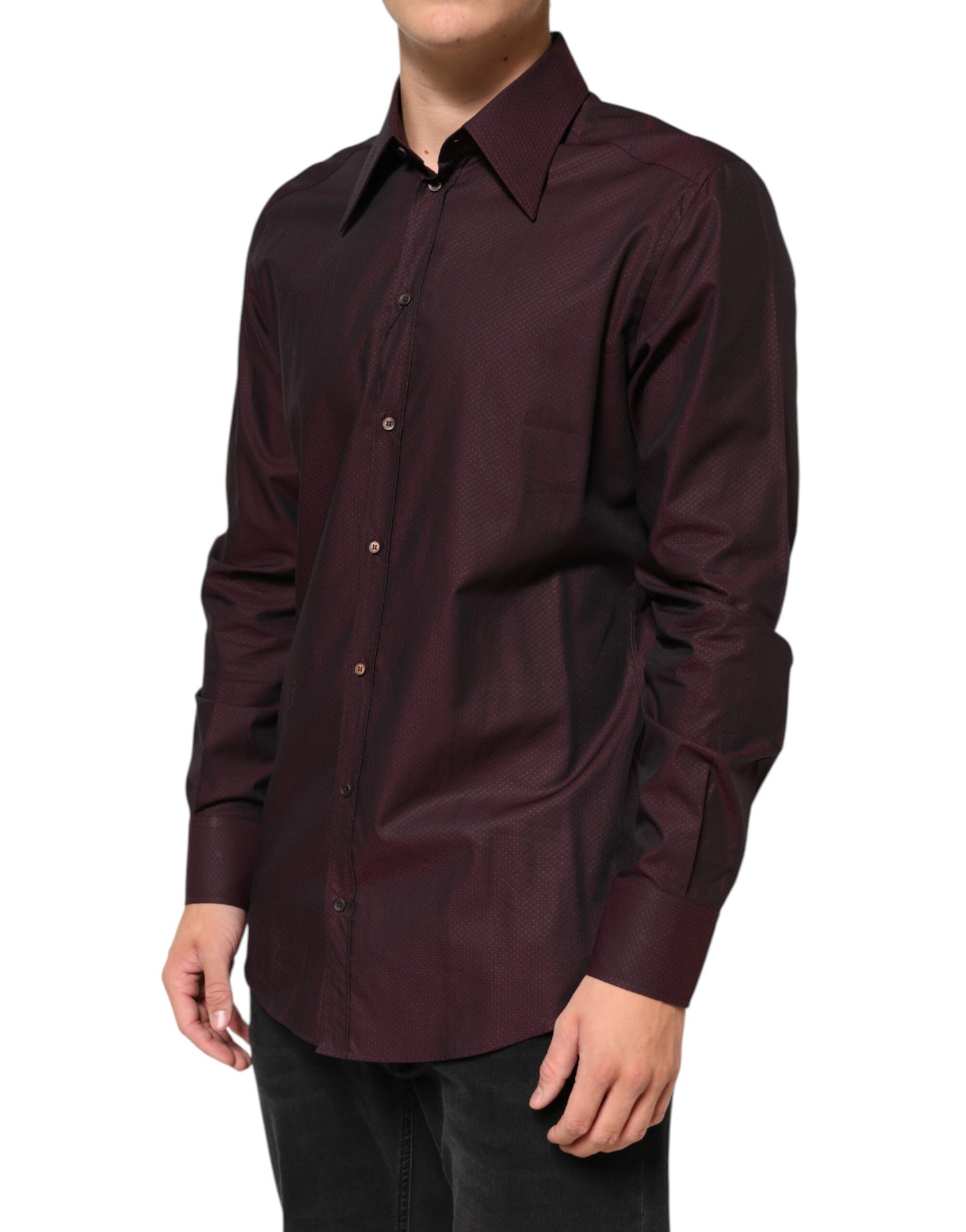 Violet GOLD Cotton Collared Dress Formal Shirt-Dolce & Gabbana-LabelTerrace.com