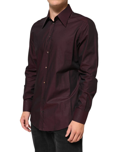Violet GOLD Cotton Collared Dress Formal Shirt-Dolce & Gabbana-LabelTerrace.com