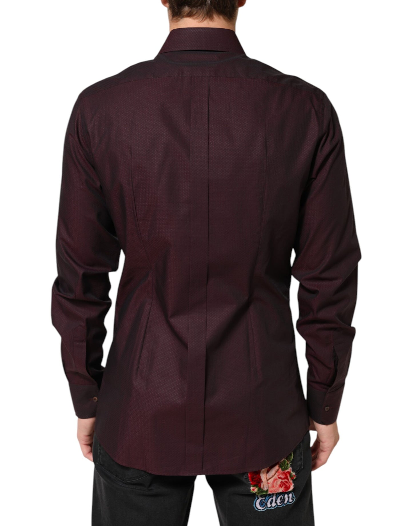 Violet GOLD Cotton Collared Dress Formal Shirt-Dolce & Gabbana-LabelTerrace.com