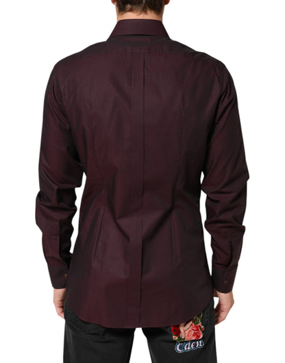 Violet GOLD Cotton Collared Dress Formal Shirt-Dolce & Gabbana-LabelTerrace.com