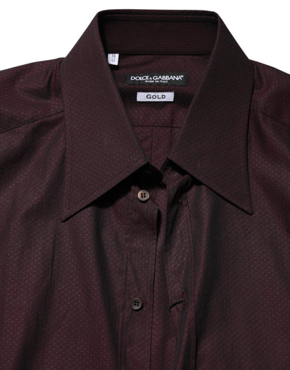Violet GOLD Cotton Collared Dress Formal Shirt-Dolce & Gabbana-LabelTerrace.com