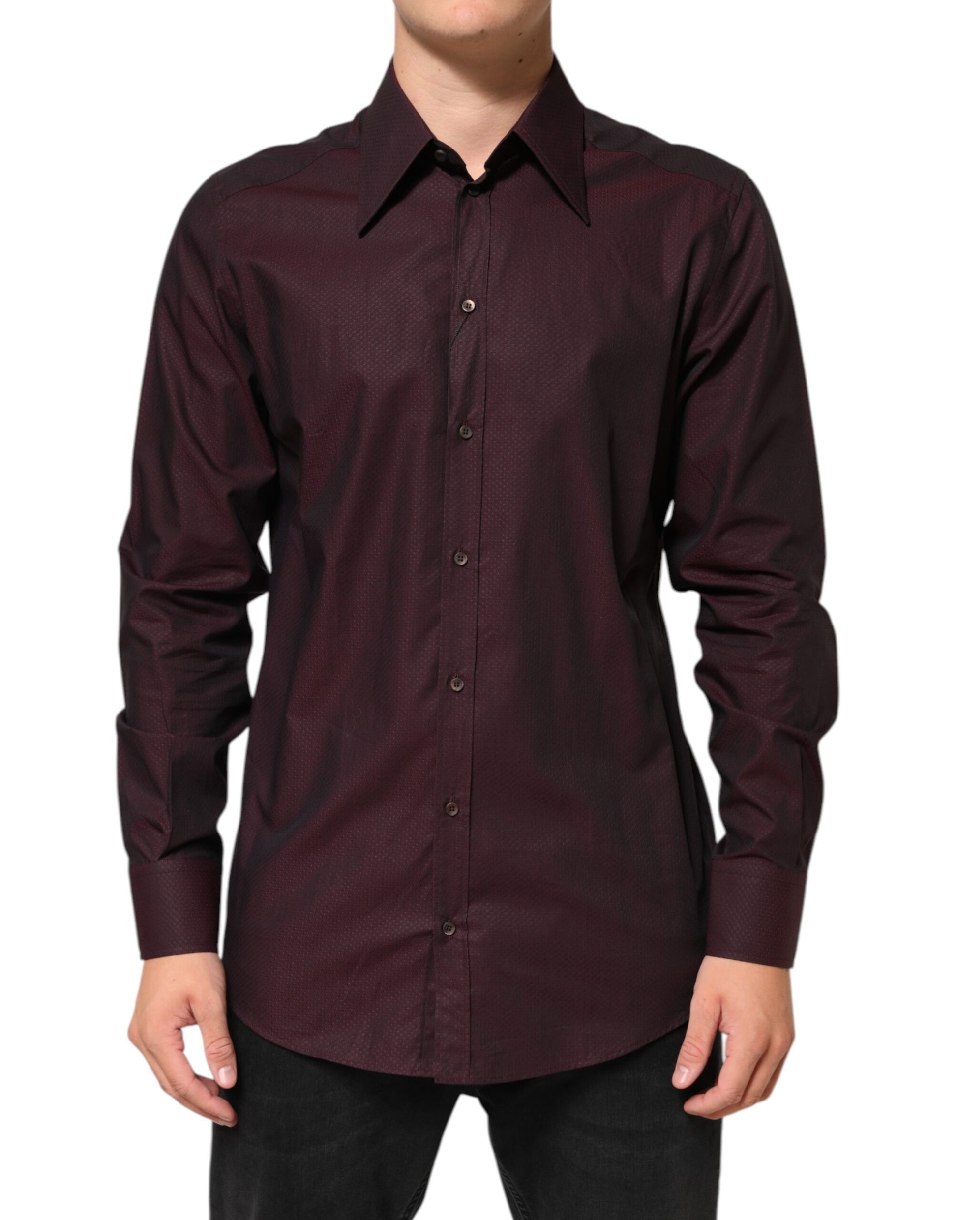 Violet GOLD Cotton Collared Dress Formal Shirt-Dolce & Gabbana-LabelTerrace.com